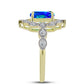 Anillo de Plata Bañada en Oro con Cuarzo Pavo Real y Topacio Blanco