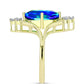 Anillo de Plata Bañada en Oro con Cuarzo Pavo Real y Topacio Blanco