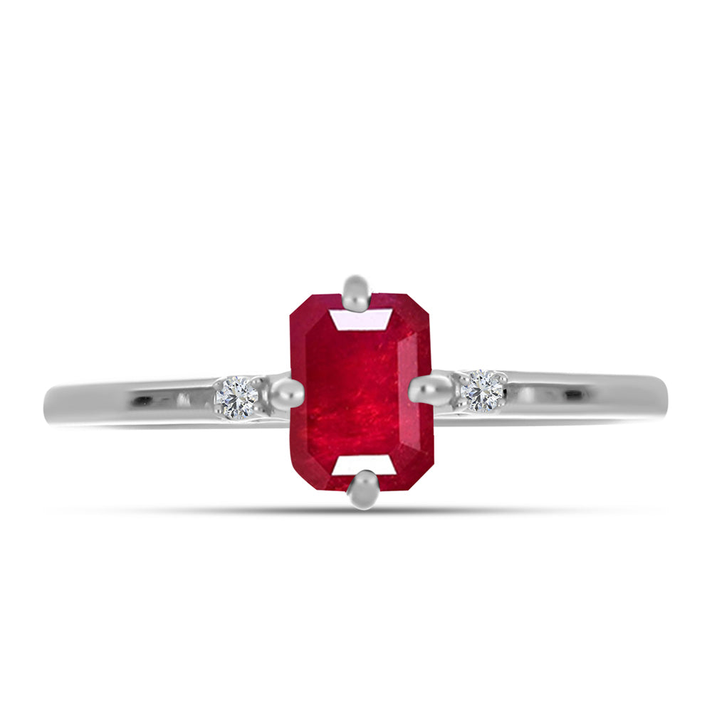 Anillo de Plata con Rubí de Madagascar y Topacio Blanco