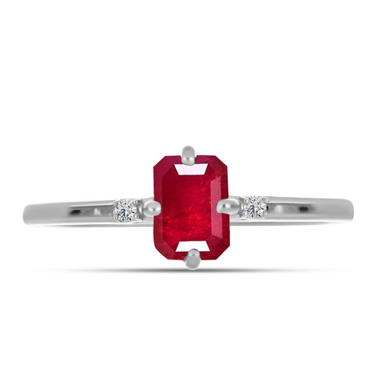 Anillo de Plata con Rubí de Madagascar y Topacio Blanco