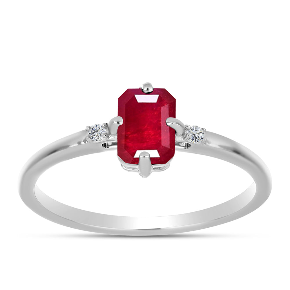 Anillo de Plata con Rubí de Madagascar y Topacio Blanco 3 