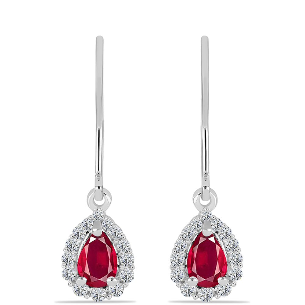 Pendientes de Plata con Rubí de Madagascar y Topacio Blanco