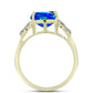Anillo de Plata Bañada en Oro con Cuarzo Pavo Real y Topacio Blanco