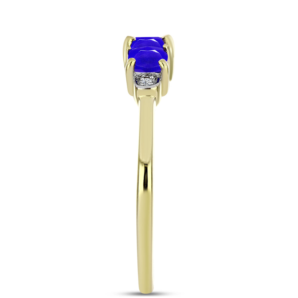 Anillo de Plata Bañada en Oro con Ágata azul y Topacio Blanco 4 