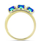 Anillo de Plata Bañada en Oro con Cuarzo Pavo Real y Topacio Blanco