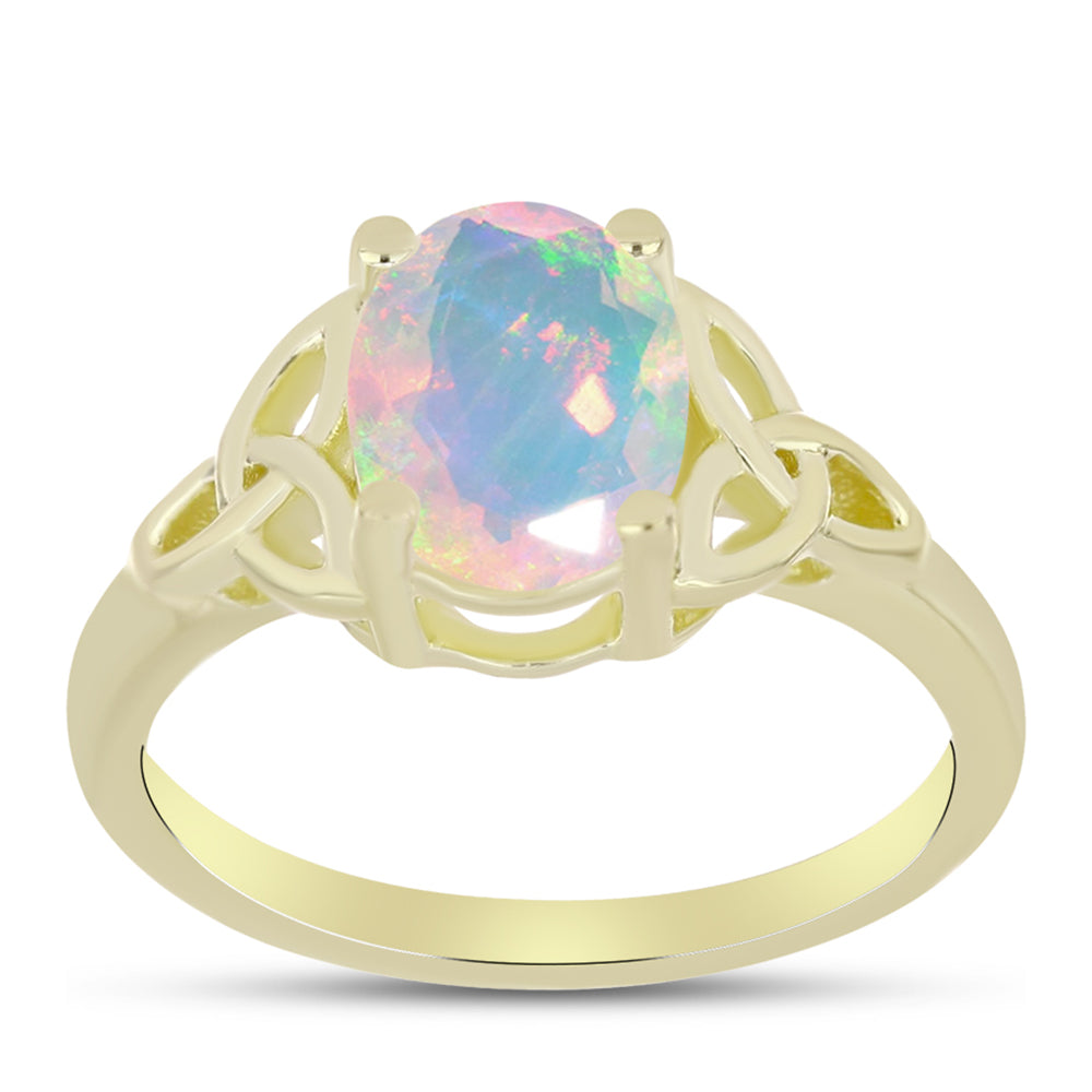 Anillo de Plata Bañada en Oro con Ópalo Welo
