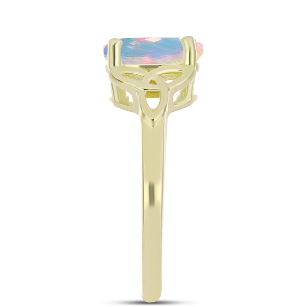 Anillo de Plata Bañada en Oro con Ópalo Welo