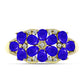 Anillo de Plata Bañada en Oro con Ágata azul y Topacio Blanco