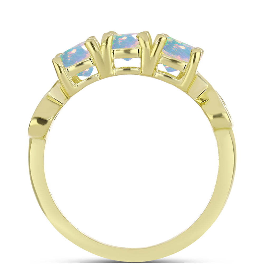 Anillo de Plata Bañada en Oro con Ópalo Welo