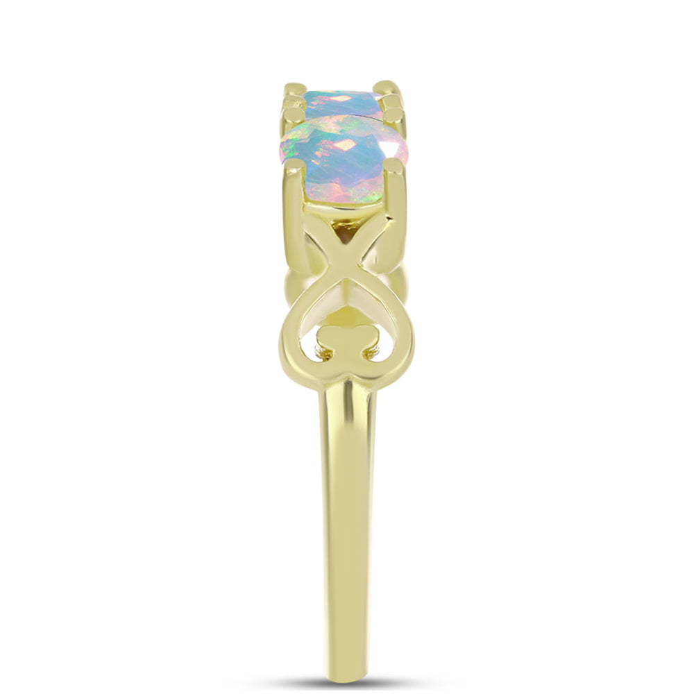 Anillo de Plata Bañada en Oro con Ópalo Welo