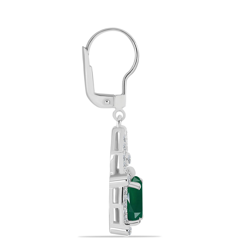Pendientes de Plata con Calcedonia Verde y Topacio Blanco