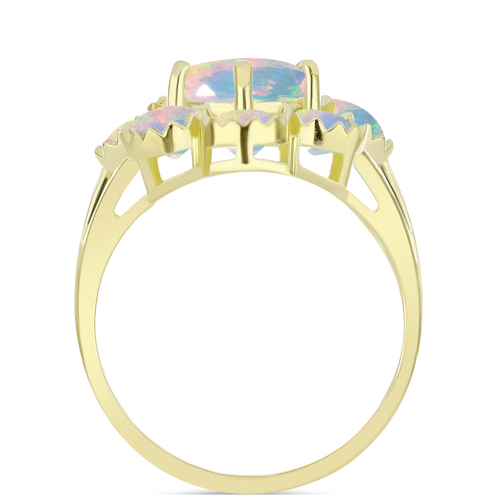 Anillo de Plata Bañada en Oro con Ópalo Welo