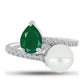 Anillo de Plata con Calcedonia Verde y Perla de Agua Dulce