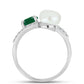 Anillo de Plata con Calcedonia Verde y Perla de Agua Dulce