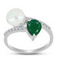 Anillo de Plata con Calcedonia Verde y Perla de Agua Dulce