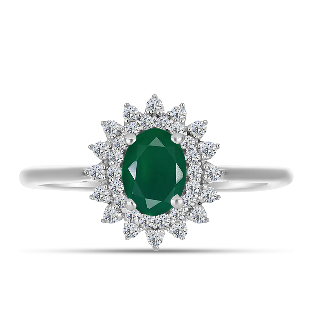 Anillo de Plata con Calcedonia Verde y Topacio Blanco 1 