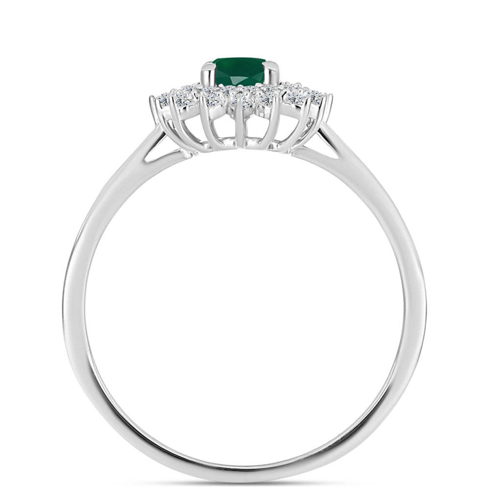 Anillo de Plata con Calcedonia Verde y Topacio Blanco