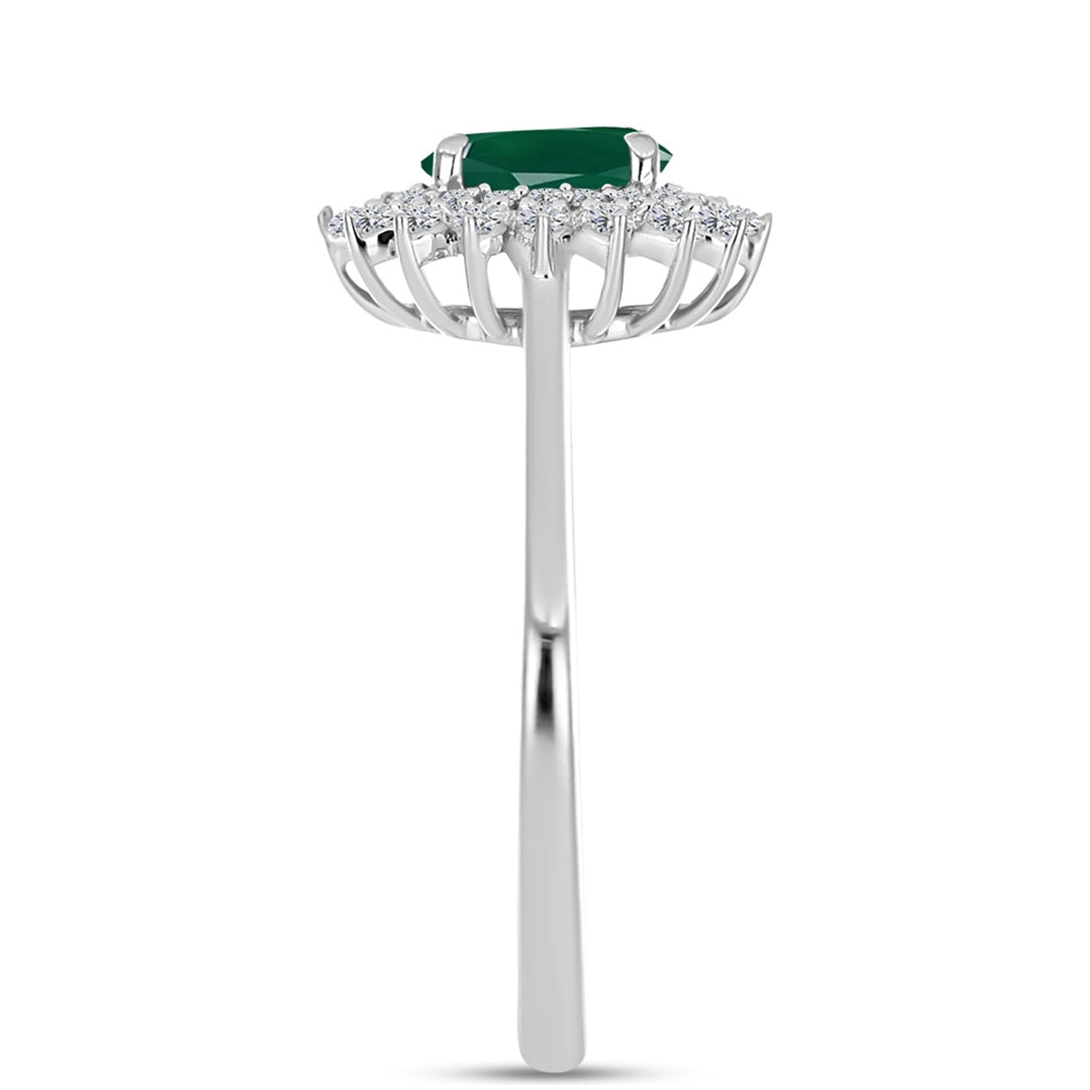 Anillo de Plata con Calcedonia Verde y Topacio Blanco 4 