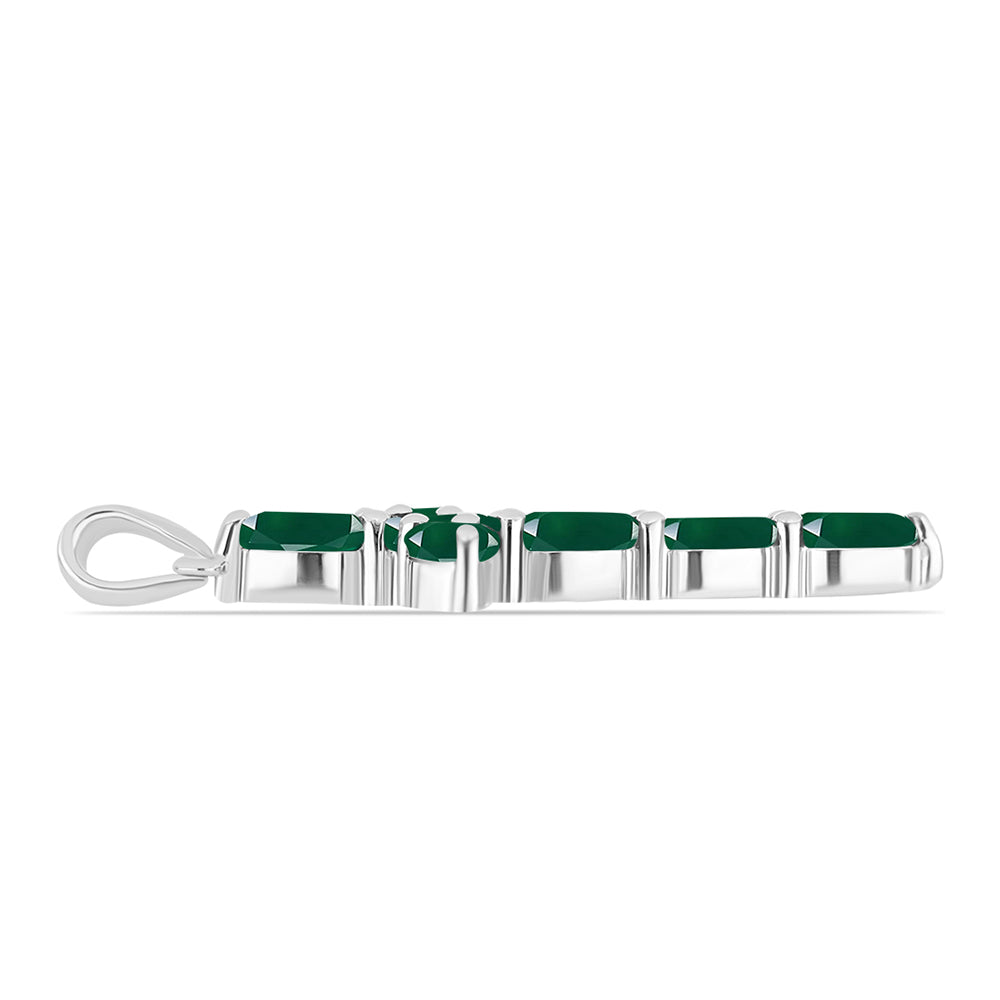 Cruz Colgante de Plata con Calcedonia Verde