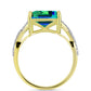 Anillo de Plata Bañada en Oro con Cuarzo Pavo Real y Topacio Blanco