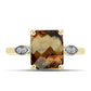 Anillo de Plata Bañada en Oro con Cuarzo Coñac y Topacio Blanco