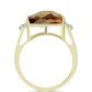 Anillo de Plata Bañada en Oro con Cuarzo Coñac y Topacio Blanco