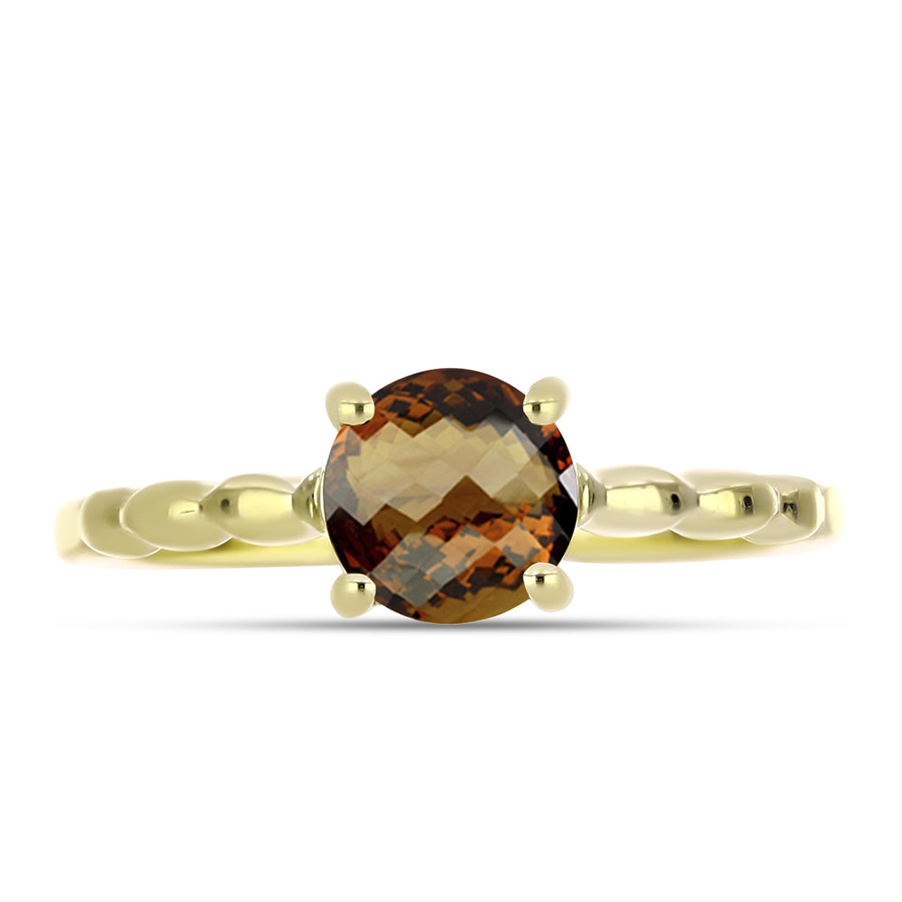 Anillo de Plata Bañada en Oro con Cuarzo Coñac