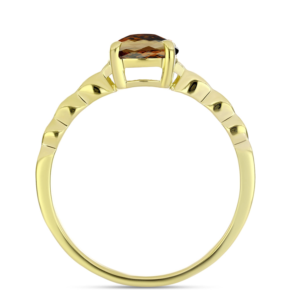 Anillo de Plata Bañada en Oro con Cuarzo Coñac