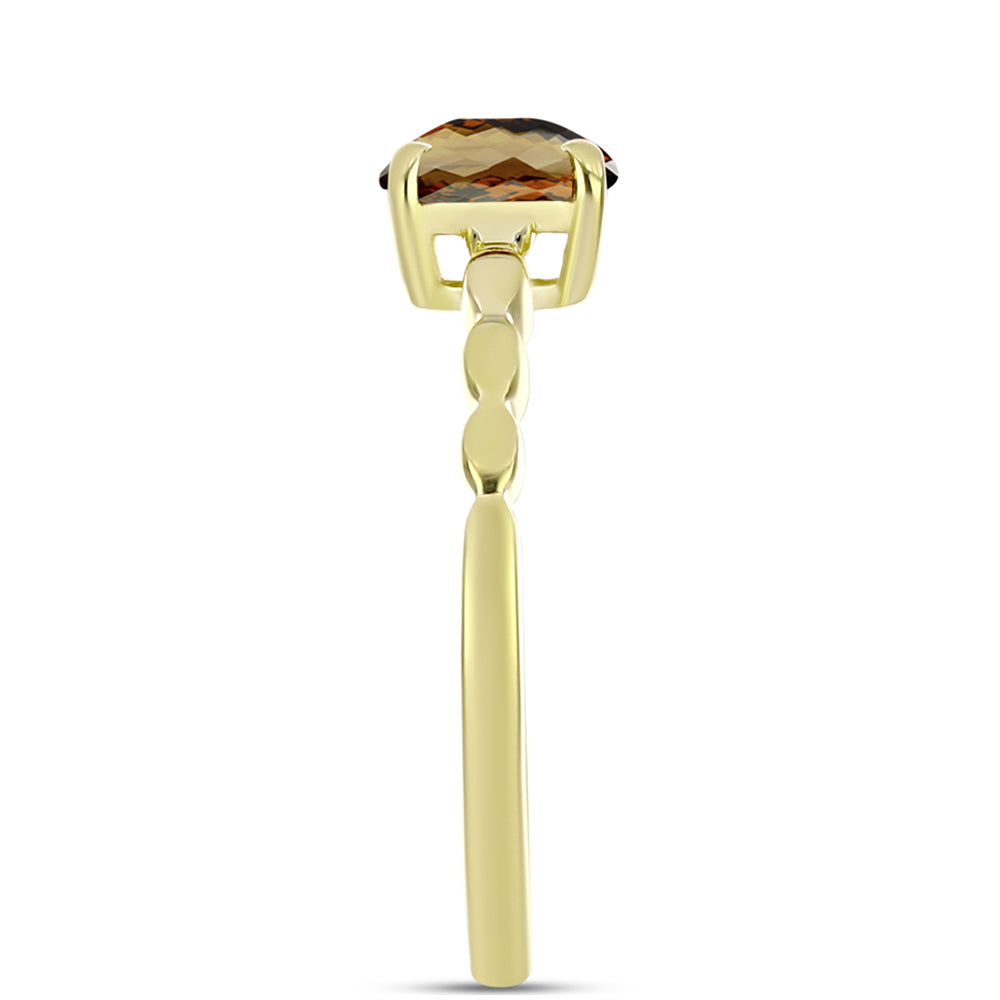 Anillo de Plata Bañada en Oro con Cuarzo Coñac