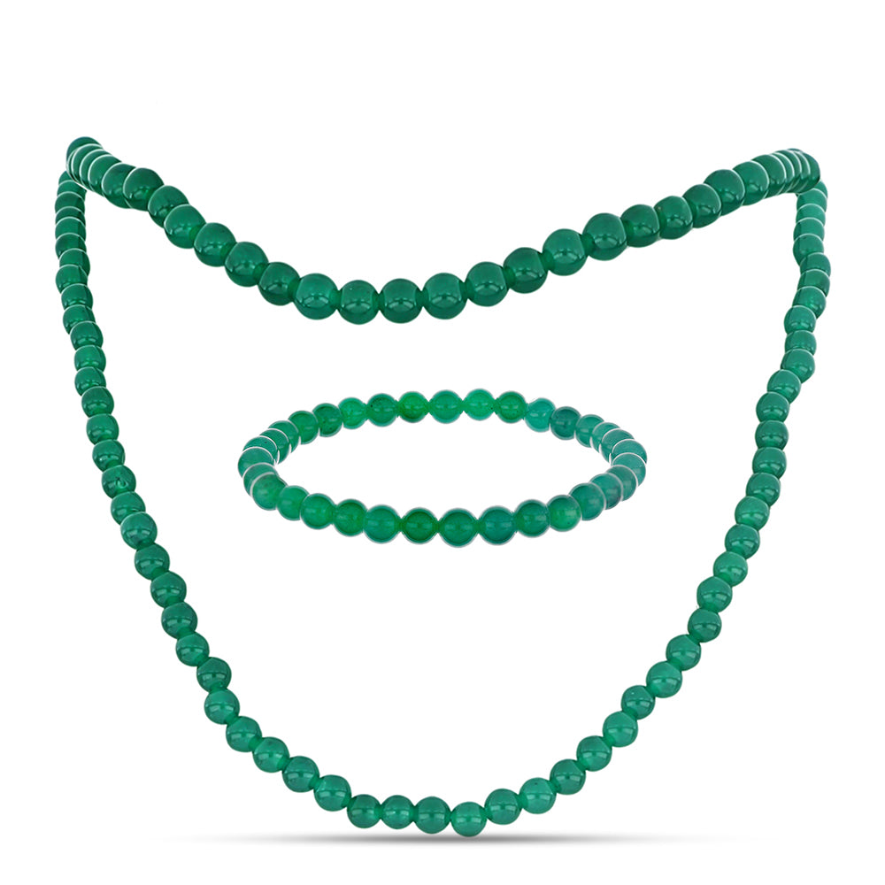 Conjunto Pepita con Calcedonia Verde ( Collar +Pulsera )