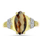 Anillo de Plata Bañada en Oro con Cuarzo Coñac y Topacio Blanco