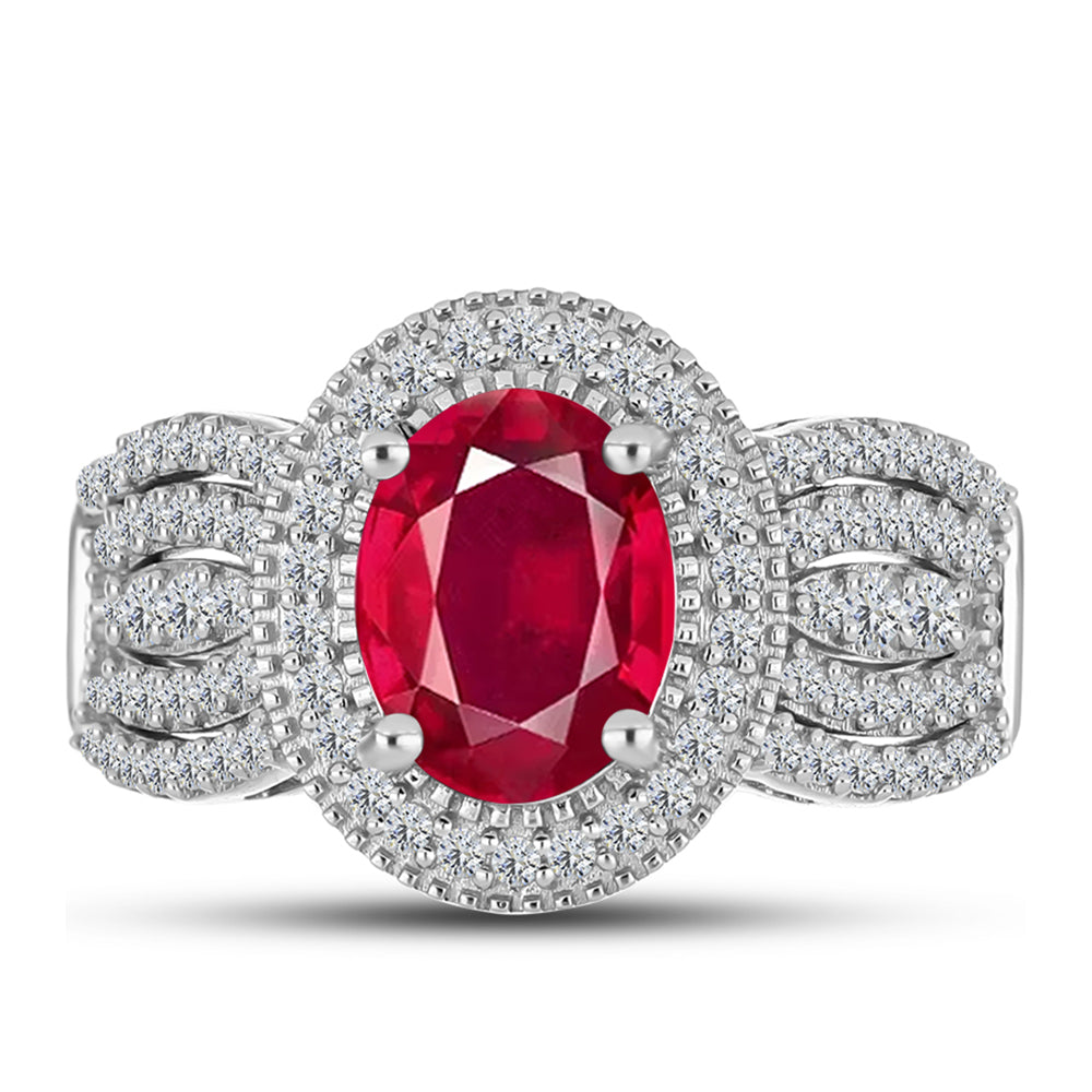 Anillo de Plata con Rubí de Madagascar y Topacio Blanco