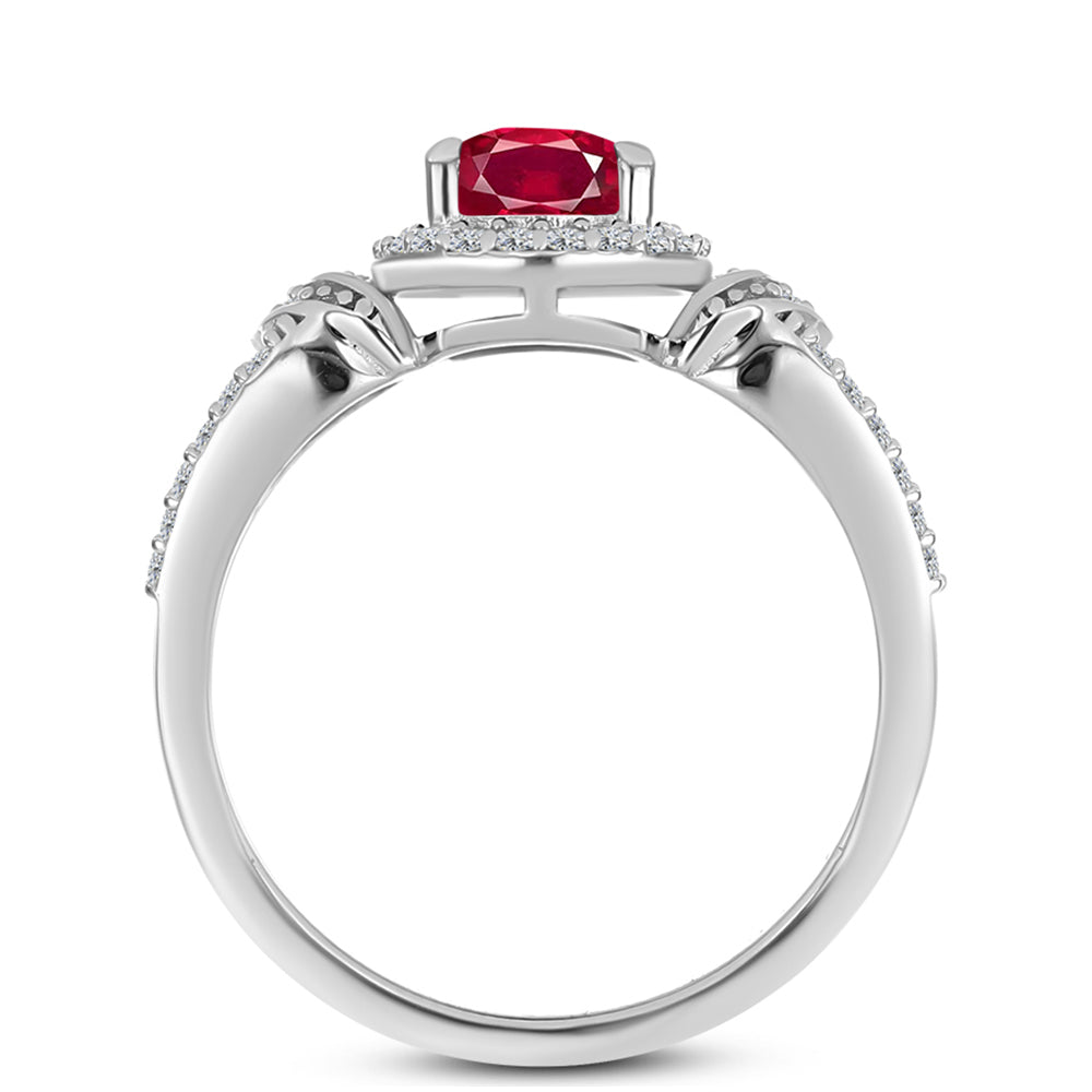 Anillo de Plata con Rubí de Madagascar y Topacio Blanco 2 