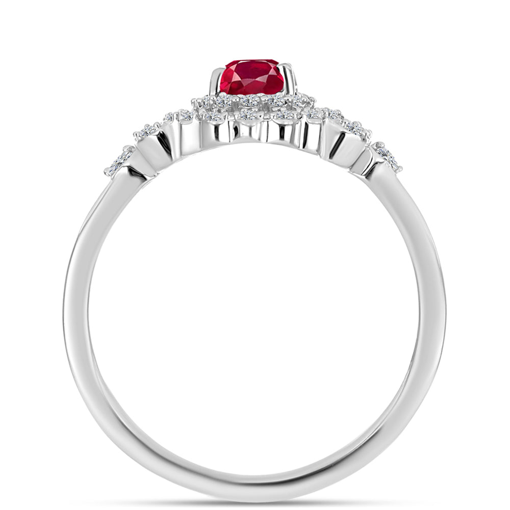 Anillo de Plata con Rubí de Madagascar y Topacio Blanco