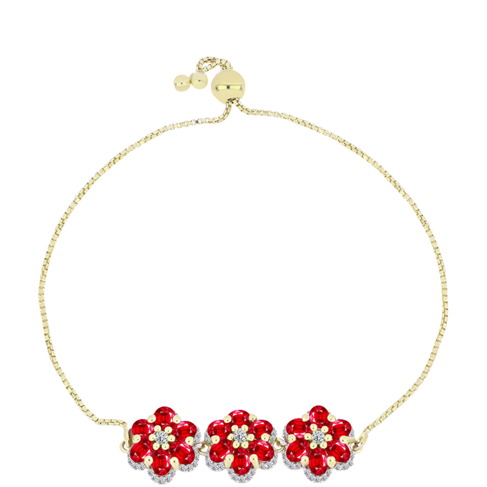 Pulsera de Plata Bañada en Oro con Ágata Roja y Topacio Blanco 1 