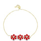 Pulsera de Plata Bañada en Oro con Ágata Roja y Topacio Blanco