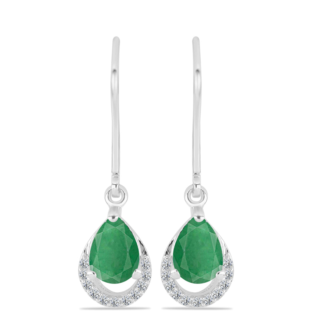 Pendientes de Plata con Esmeralda de Brasil y Topacio Blanco