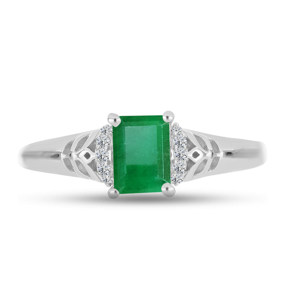 Anillo de Plata con Esmeralda de Brasil y Topacio Blanco 1 