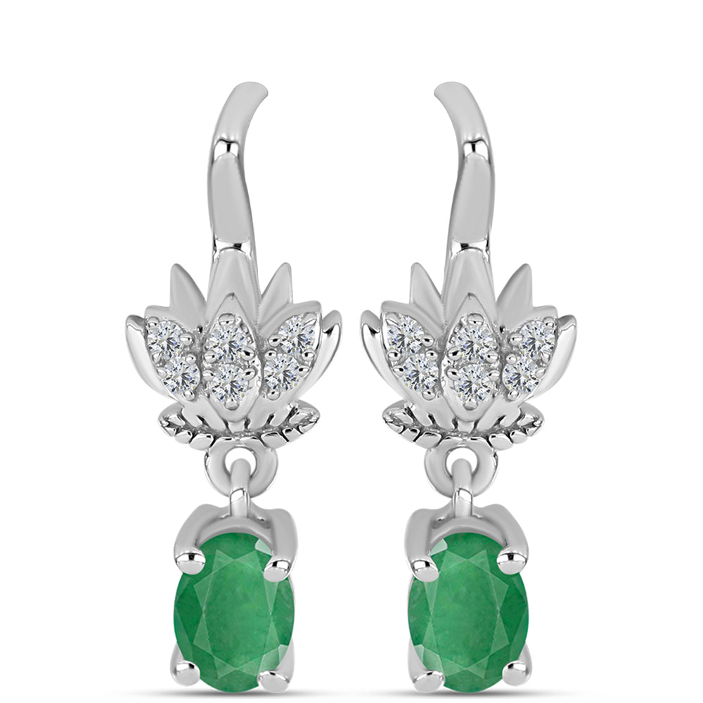 Pendientes de Plata con Esmeralda de Brasil y Topacio Blanco