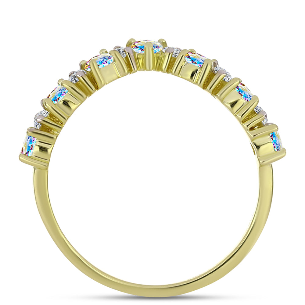 Anillo de Plata Bañada en Oro con Moisanita hielo y Topacio Blanco 2 