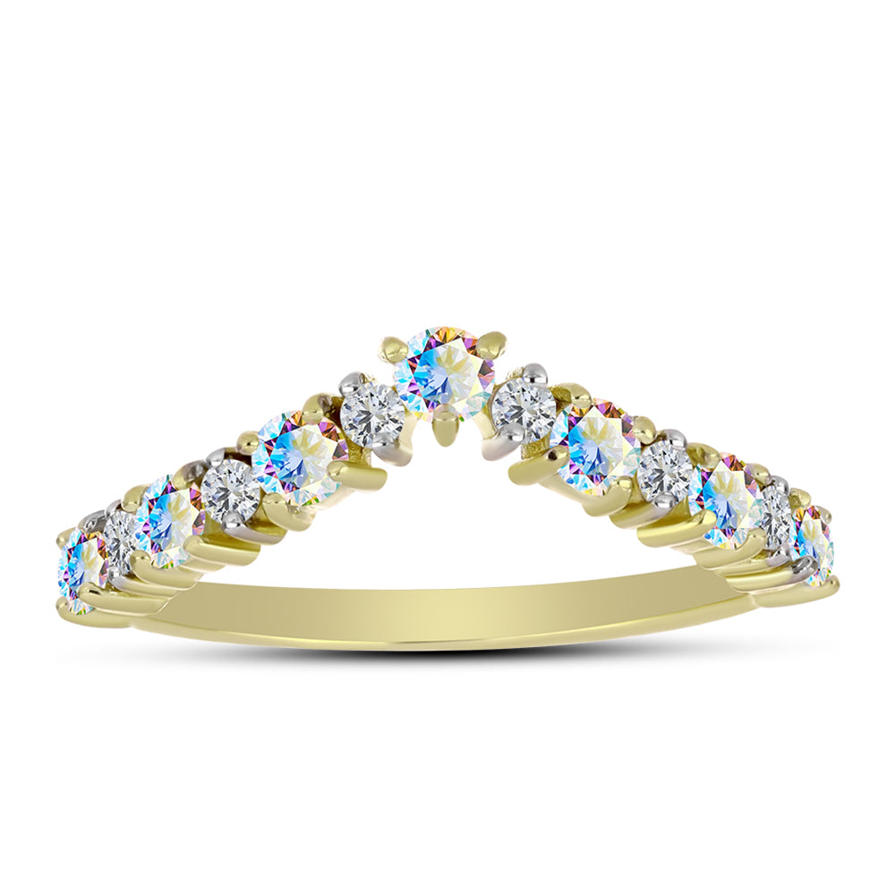 Anillo de Plata Bañada en Oro con Moisanita hielo y Topacio Blanco 3 
