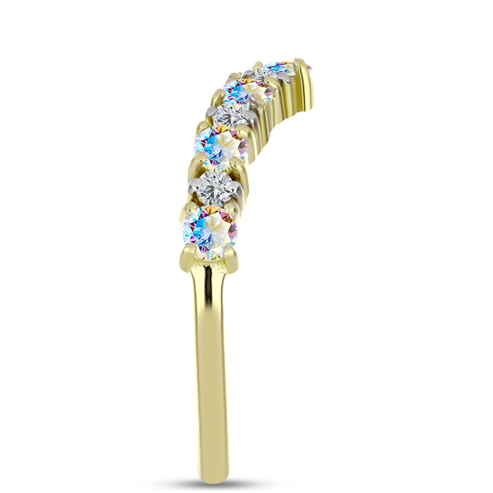 Anillo de Plata Bañada en Oro con Moisanita hielo y Topacio Blanco 4 
