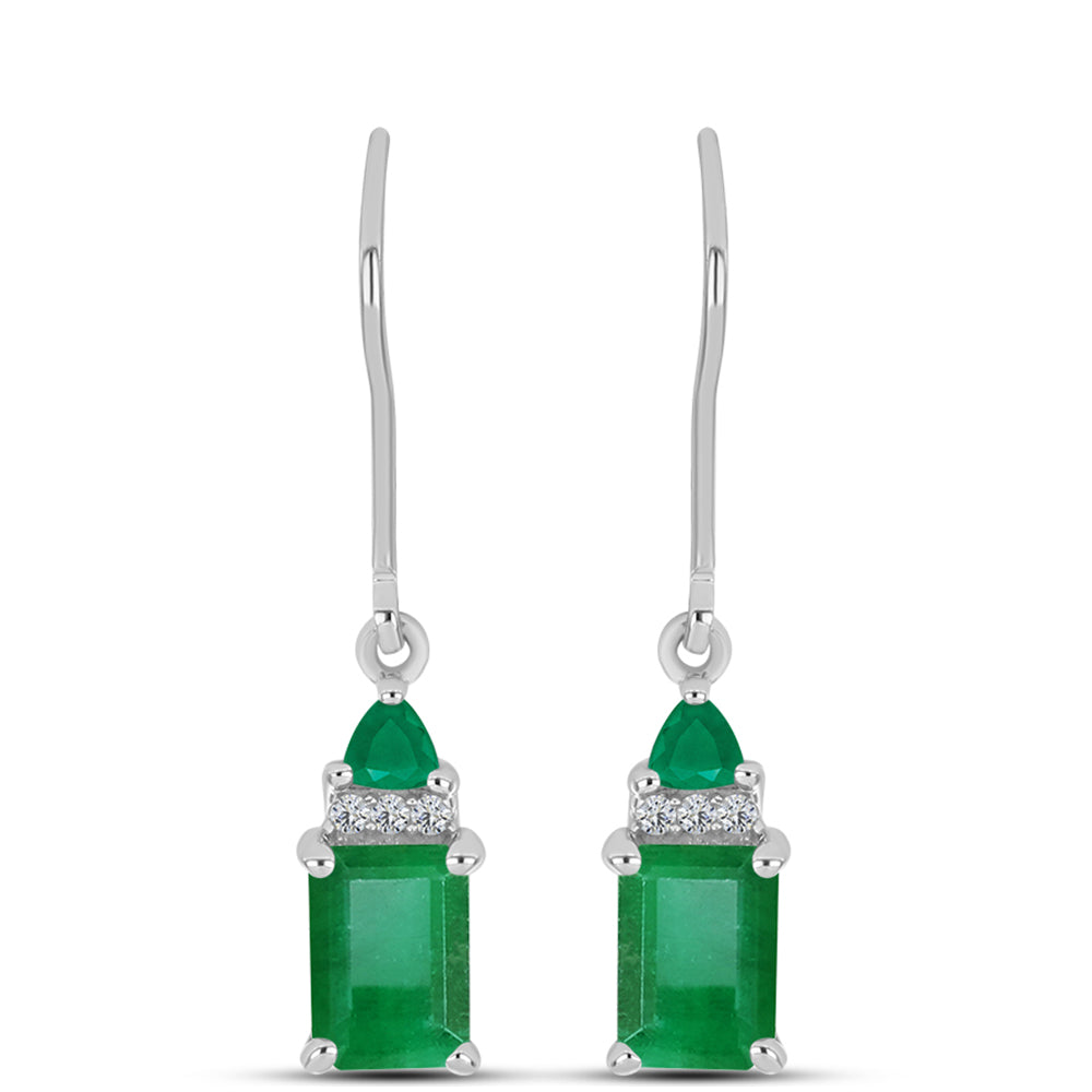 Pendientes de Plata con Esmeralda de Brasil y Topacio Blanco