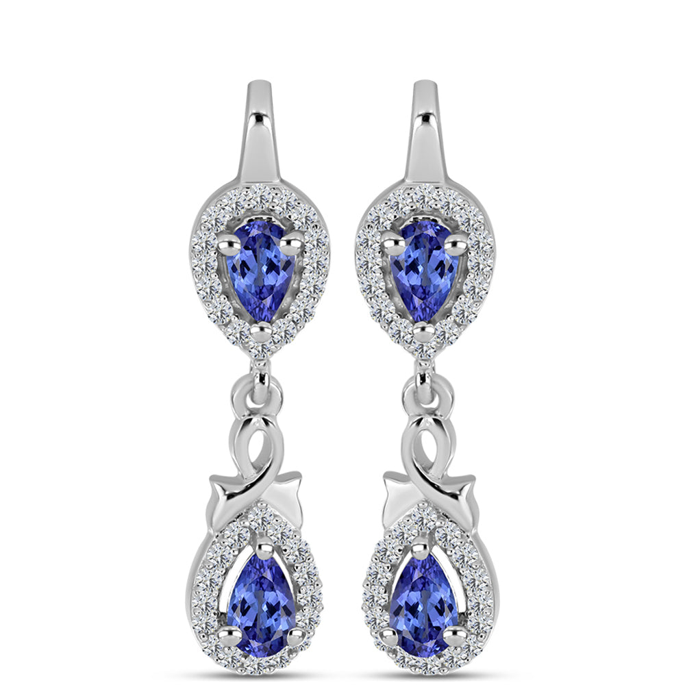 Pendientes de Plata con Tanzanita y Topacio Blanco 1 
