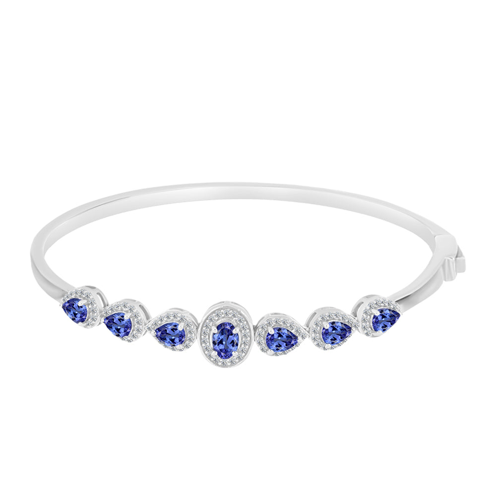 Brazalete de Plata con Tanzanita y Topacio Blanco