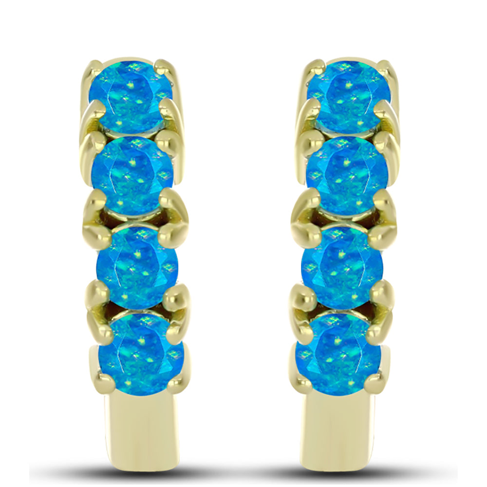 Pendientes de Plata Bañada en Oro con Ópalo Azul Paraiba de Etiopía 1 