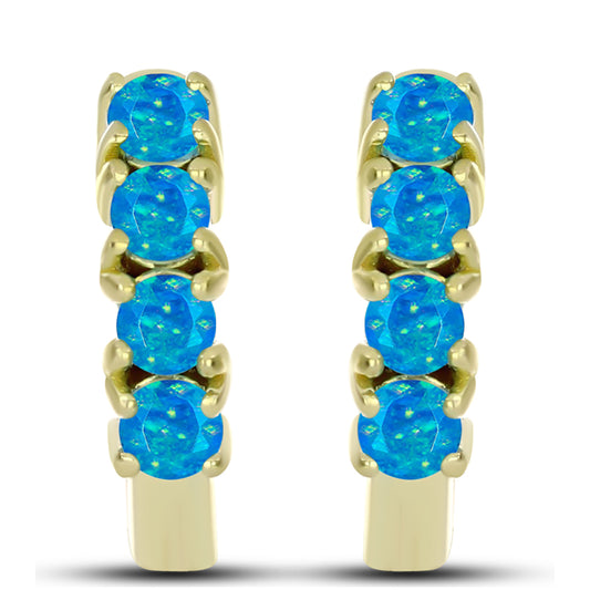 Pendientes de Plata Bañada en Oro con Ópalo Azul Paraiba de Etiopía
