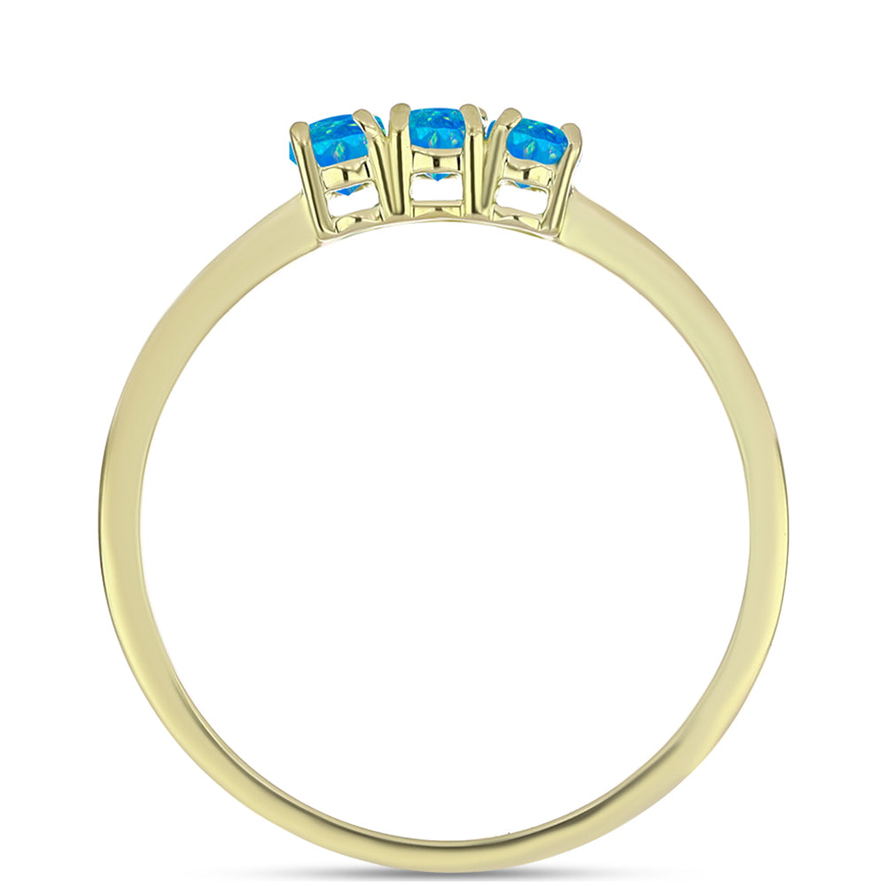Anillo de Plata Bañada en Oro con Ópalo Azul Paraiba de Etiopía 2 