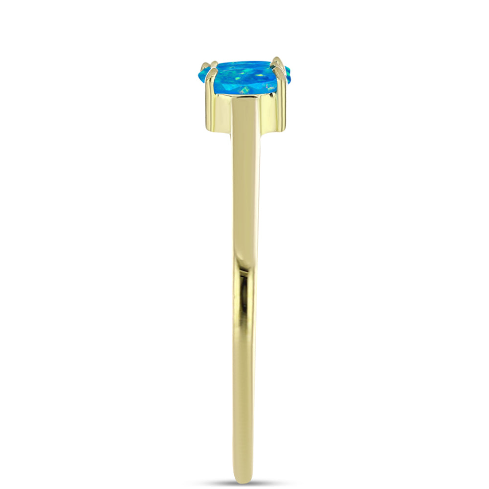 Anillo de Plata Bañada en Oro con Ópalo Azul Paraiba de Etiopía 4 