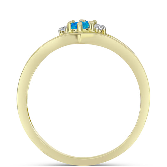 Anillo de Plata Bañada en Oro con Ópalo Azul Paraiba de Etiopía y Topacio Blanco